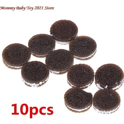10pcs/lot 1:12 Kawaii Chocolate Cookies Miniature Dollhouse Kitchen Decoration Bakery Mini Food Pretend Play Toys