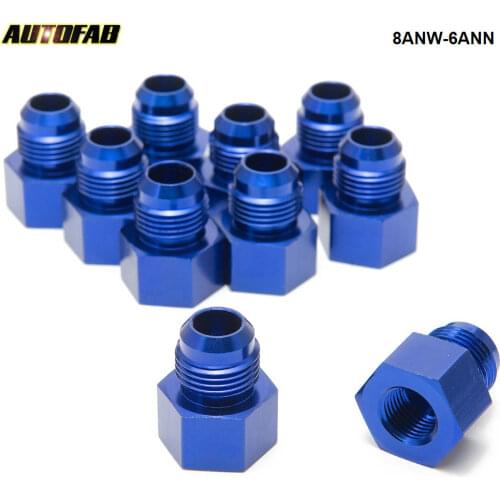 10PCS/LOT Fitting Flare Reducer Female -6 AN to Male -8AN Blue 8ANW-6ANN