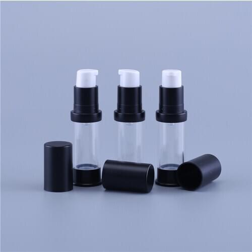 200pcs 5ml Empty Airless Vacuum Pump Bottle 5cc Refillable Plastic Lotion For Travel with Black Top and Bottom