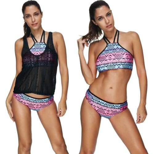 3pcs/set summer swimsuit girls bikinis and tank sexy women 2021 plus size swimwear women bikini bottoms large sizes XXL C0689