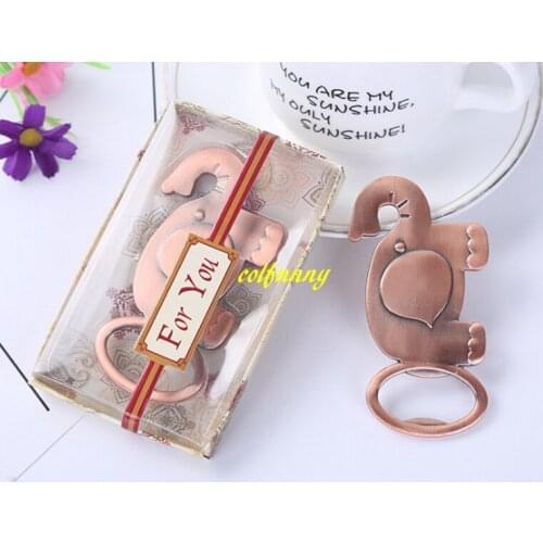 300pcs/lot Fast shipping Newest Good Luck Elephant Bottle Opener Wedding Favors Party Gift Retail box