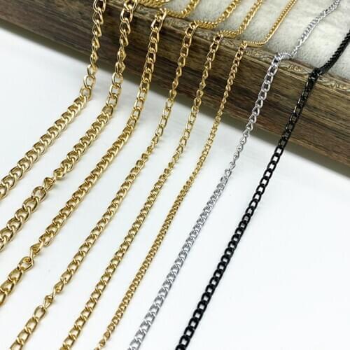 2 meters Metal Chain Golden Silvery Black Aluminum Chain for Jewelry Making Findings DIY Supplies
