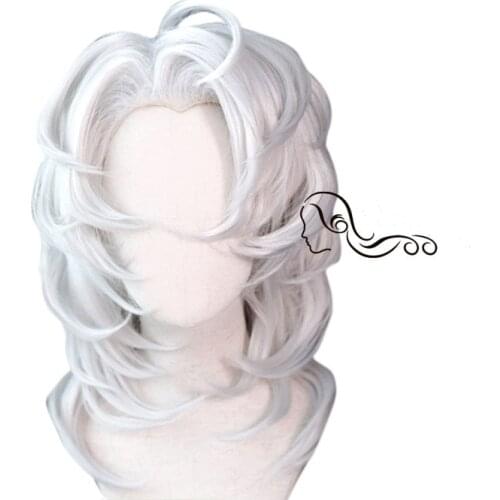 Anime Demon Slayer Kimetsu No Yaiba Ayaki Rui Cosplay Wig Spider Silver Long Synthetic Hair for Adult Halloween+ Wig Cap