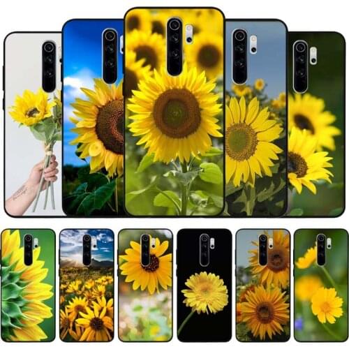 Small daisy sunflower black Silicone Phone Case For Redmi note 9 8 7 Pro S 8T 7A Cover