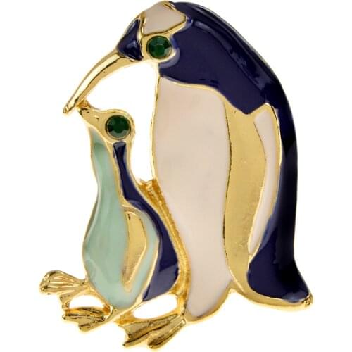 CINDY XIANG High Quality Cute Penguin Baby And Mom Brooch Pins For Women Corsage Children Party Jewelry Enamel Animal Brooches