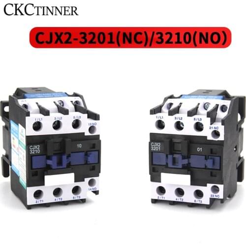 CJX2-3201/3210 50/60HZ 32A AC contactor Din Rail Mounted 3P+1NO Normal Open Contactor 24V-380V
