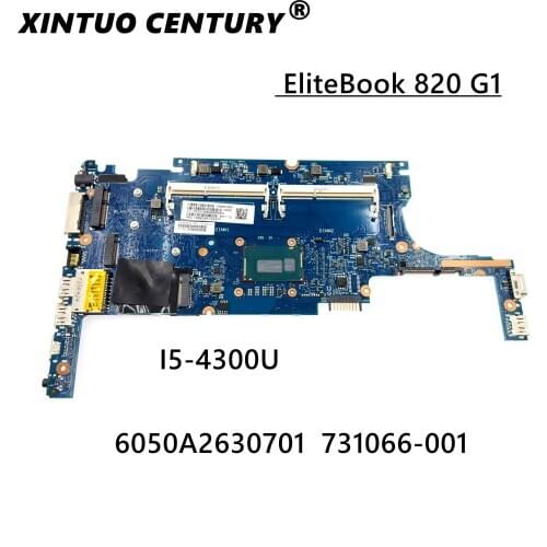 For HP EliteBook 820 G1 731066-001 Genuine Working Laptop Motherboard 6050A2630701-MB-A01 w/ i5-4300U CPU
