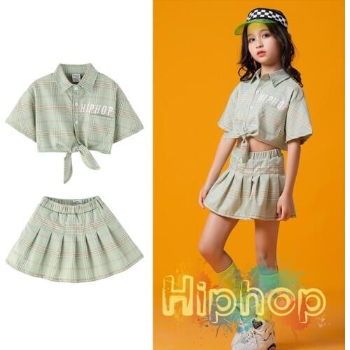 Jazz Dance Costumes Girls Fashion Hip Hop Street Dance Practice Wear Cheer-leading Rave Clothes Kids Performance Uniform DC4886