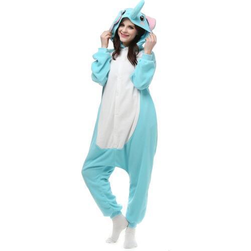 Adults Polar Fleece Kigurumi Elephant Costume Cartoon Animal Onesies Pajama Halloween Carnival Party Jumpsuit Clothing