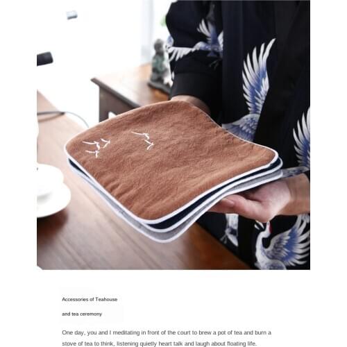 Japanese-Style Cotton Linen Water Absorbent Double-Sided Tea Towel Retro Fabric Dry Pour Pot Tray Pot Mat Tea Napkin