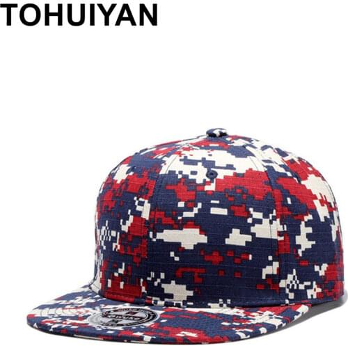 TOHUIYAN Camo Digital Snapback Cap Men Hip Hop Hat Flat Visor Baseball Hats Autumn Tactical Military Hats Sports Caps For Women