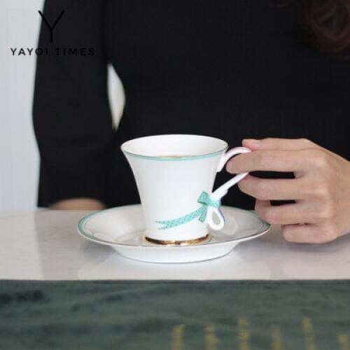 Ceramic Coffee Cup And Saucer Set Butterfly Ribbon Cup Household Simple Afternoon Camellia Tea Small Luxury Drinkware