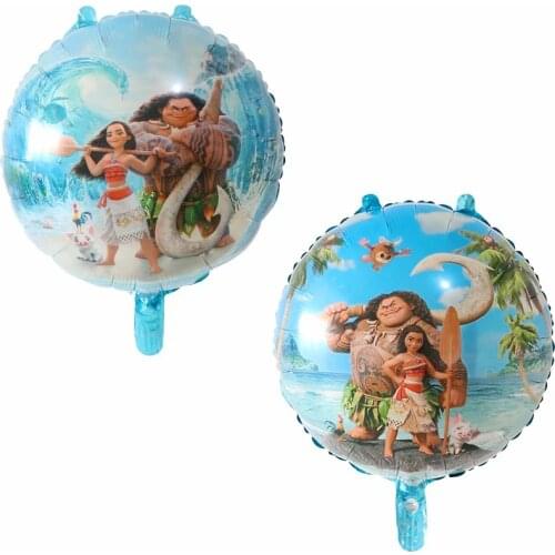 10pcs 18inch round Cartoon Moana Balloon Ocean Cute Princess Foil Balloon Birthday Party Decoration Supplies Kids Toy Air Globos