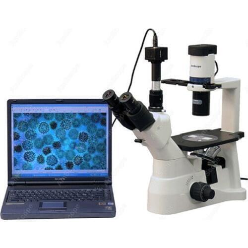 Tissue Culture Microscope--AmScope Supplies 40X-600X Infinity Phase Contrast Inverted Tissue Culture Microscope + 9MP Camera