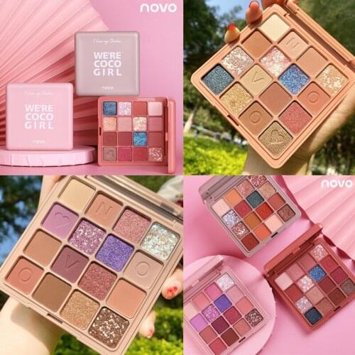 NOVO 16 Colors New Eyeshadow Palette Shimmer Matte EyeShadow Natural Long-lasting Waterproof Eye Shadow Makeup Cosmetics TSLM1