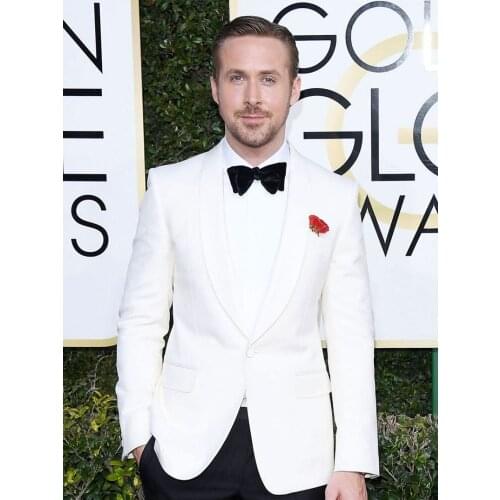 ANNIEBRITNEY Ivory 2 Piece Slim Fit Men Suit With Black Pants Tailor Made Skinny Groom Wedding Tuxedo Prom Wedding Men Suit Set