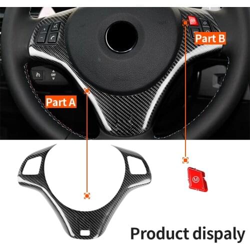 1 Pcs Car Steering Wheel Trim Interior Decoration Cover Black Real Carbon Fiber For BMW 3 Series E90 E92 M3 M Sport 2007-2013