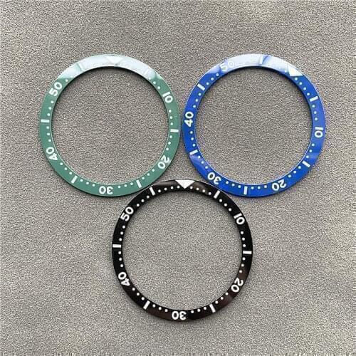 Flat Ceramic Bezel Insert 38x31.5mm MOD For Seiko brand SKX007 SKX011 Divers SUB Replacement watch parts Scale ring Luminous