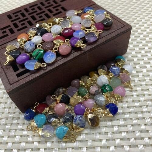 2pcs Wholesale Natural Stone Colorful Oval Tigers Eye Amethyst Pendants for DIY Jewelry Making Fashion Exquisite Jewelry 9x14Mm