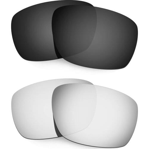 HKUCO Polarized Replacement Lenses For Tinfoil Carbon Sunglasses Black/SIlver 2 Pairs