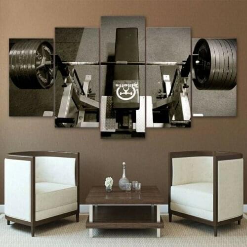 Gym Workout Weights Poster 5 Panel Canvas Picture Print Wall Art Canvas Painting Wall Decor for Living Room Poster No Framed