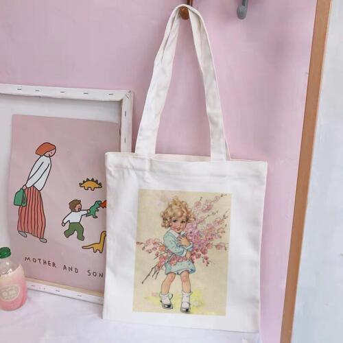 Casual Large Cartoon Flower-bearing Little Girl Shoulder Canvas Bags Fashion Harajuku Handbag 2020 Cute Women Bag Ulzzang Wallet