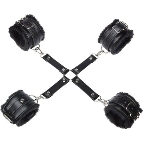 Adjustable Pu Leather Plush Handcuffs Bdsm Binding Bondage Adults Games Restraints Fetish Flirting Tools Sex Toys for Couples