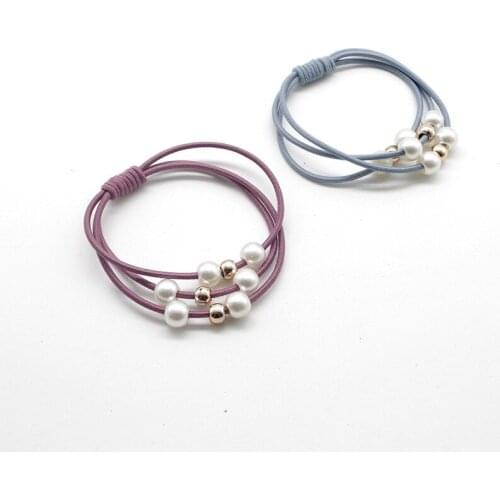 2021 Women Girls Imitation Pearl Simple Basic Elastic Hair Bands Tie Scrunchie Ponytail Holder Rubber Rings Fashion Accessories