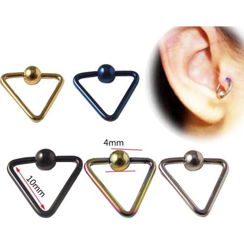 SaYao 2Piece New 16G Titanium Captive Triangel Rings BCR Eyebrow Tragus Nose Nipple Ring Bar Lips Body Piercings Jewelry ring