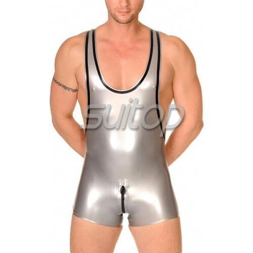 100% handmade rubber latex sportwear playsuit