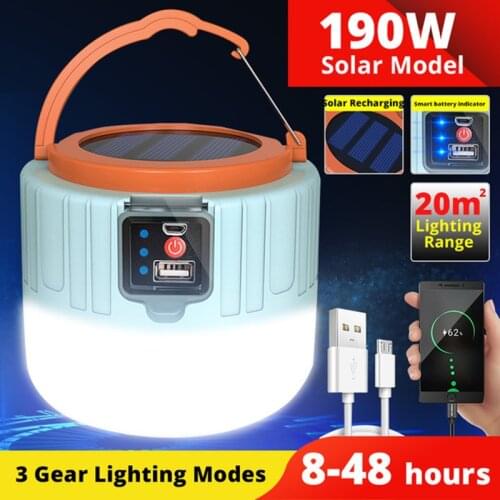Solar LED Light Outdoor Waterproof Camping Portable Lantern Flashlight Tent-Lamp USB-Charging Night Light