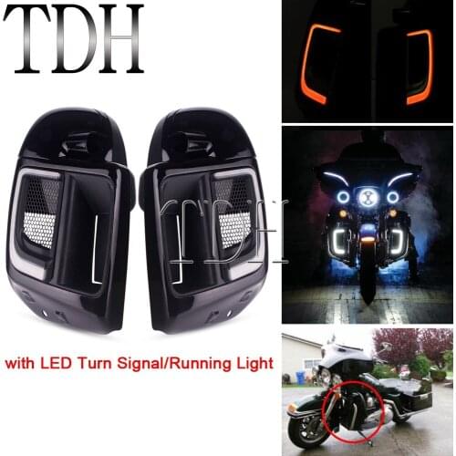 Motorcycle LED Fairing Lower Grills Light+Lower Vented Leg Fairing for Harley Touring 2014-up FLHR FLHRXS FLHX FLHXS FLTRX FLRT