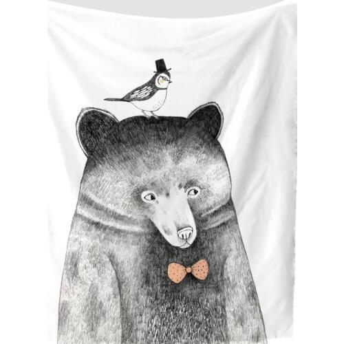 Zeegle 3D Funny Animal Printed Tapestry Wall Hanging Yoga Mat Sandy Beach Towel Picnic Blanket Throw Rug Wall Carpets Polyester