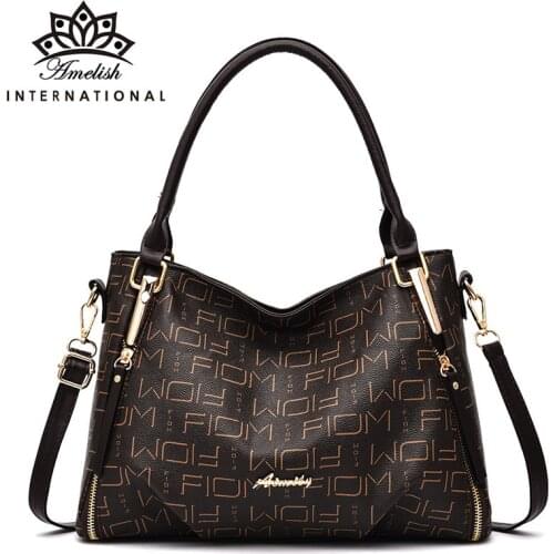 AMELISH Casual Tote Purses Handbags for Women Luxury Designer High Quality Leather Large Crossbody Hand Bags Travel Shoulder Bag