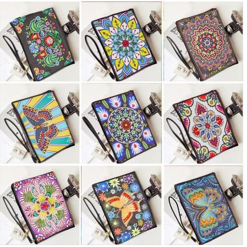 5D DIY diamond painting female handbag, with rhinestone embroidered mosaic pattern, handmade zipper wallet bag brand new, 2021