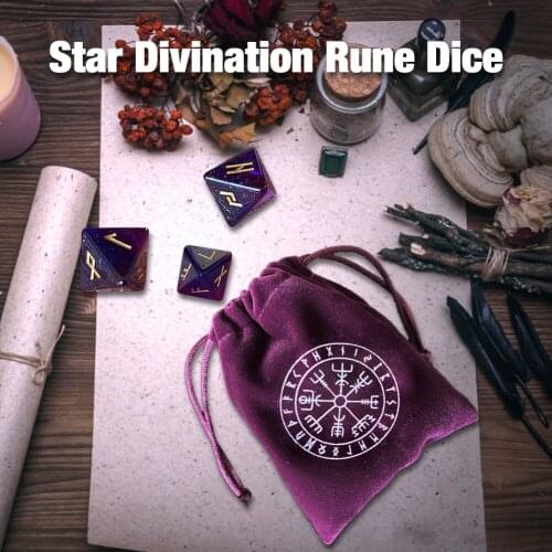 Starry Sky Divination Rune Rune Dice 3 Packs Divination Dice 3PCS Assorted Polyhedral Dice Set With Purple Drawstring Bag