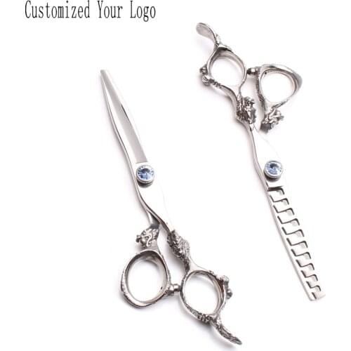 5.5" 440C Engraving Brand Dog Scissors Pet Scissors Straight Scissors Thinninng Shears Professional Grooming Scissors DIY C9107