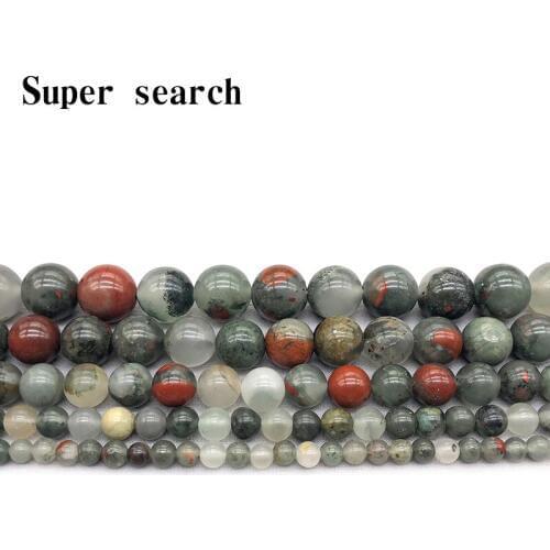 Top quality Natural African Blood Stone Round loose ball Beads 15" Strand 4 6 8 10 12 14MM Pick Size For DIY Jewelry Making
