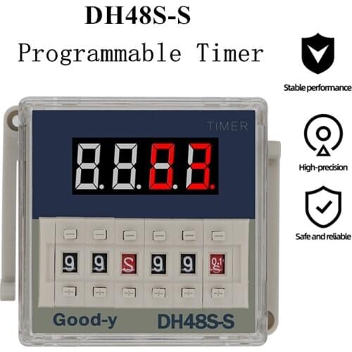 DH48S-S Programmable Timer 0.1s-990h Repeat Cycle SPDT Time Switch Relay time relay cycle control with Socket Base DH48S 40% off