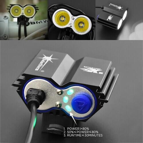 2 LED 1500 Lumen Bicycle Lamp Bike Front Light Outdoor Cycling Mountain Bike HeadLight Waterproof With Battery