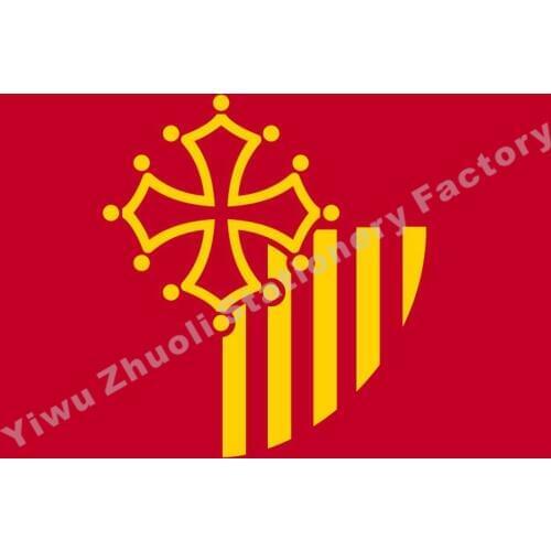 France Languedoc Roussillon Flag 150X90cm (3x5FT) 120g 100D Polyester Double Stitched High Quality Banner Free Shipping