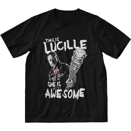 Male The Walking Dead T-Shirt Fashion Lucille She is Awesome Tshirt Short Sleeve Hip Hop T Shirt Homme Cotton Tee Tops Gift
