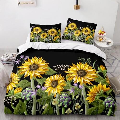 Sunflower Bedding Set Single Twin Full Queen King Size Sunflower Bed Set Flower Childrens Kid Bedroom Duvetcover Sets 014