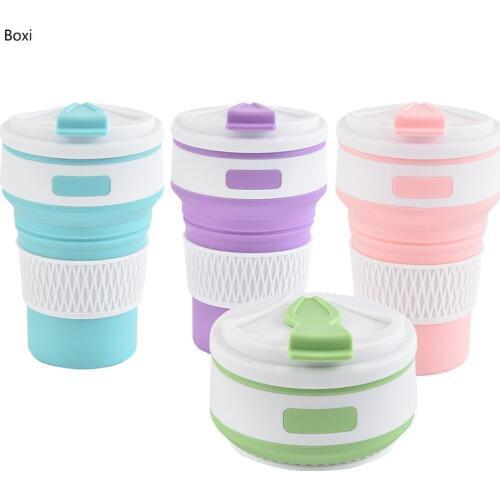 Boxi 350ml Folding Water Bottle Creative Silicone Mug Portable Telescopic Silicone Folding Drinking Cups Kids Travel Camping Cup