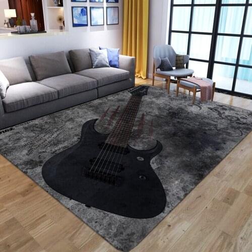 Creative 3D black Guitar printed Carpets Floor Door Mat Bedroom Kids Play Non-slip Large Area Rug bedside Home Living Room Decor