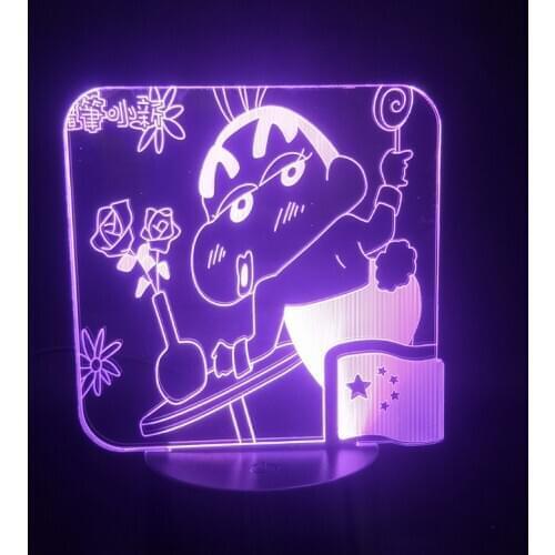 Anime Figure Cute Crayon Shin-chan Cartoon LED Night Light for Children Bedroom Decoration 7/16 Colors 3D Table Lamp Kids Gifts