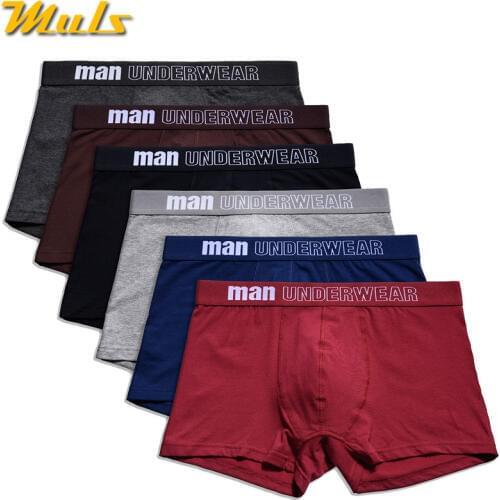 Brand Muls Men Boxer Shorts 3PCS/Set 6Colors Combed Cotton Fast Dry Male Underwear Men Boy Bodysuit Under Pant Fitted Size S-3XL