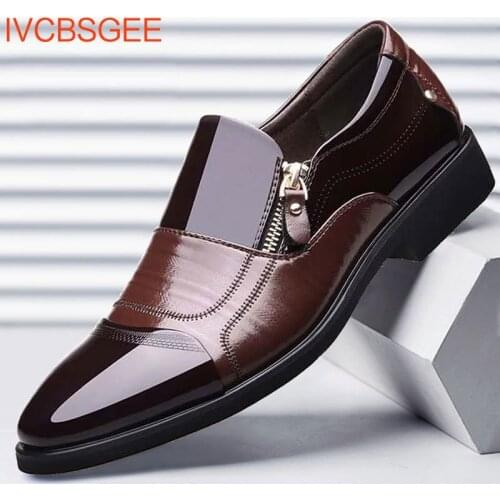 New British Mens Slip On Split Leather Pointed Toe Men Dress Shoes Business Wedding Oxfords Formal Shoes For Male