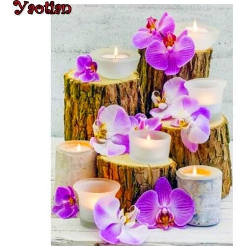 5D DIY Diamond Painting Orchid Flower Full Drill Square Diamond Embroidery Mosaic Zen Style Rhinestones Pictures Crafts Kit