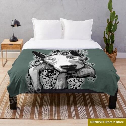 Bull Terrier Bubbles Throw Blanket Adult Fashion Quilts Home Office Washable Duvet Casual All Season Living Sherpa Blanket